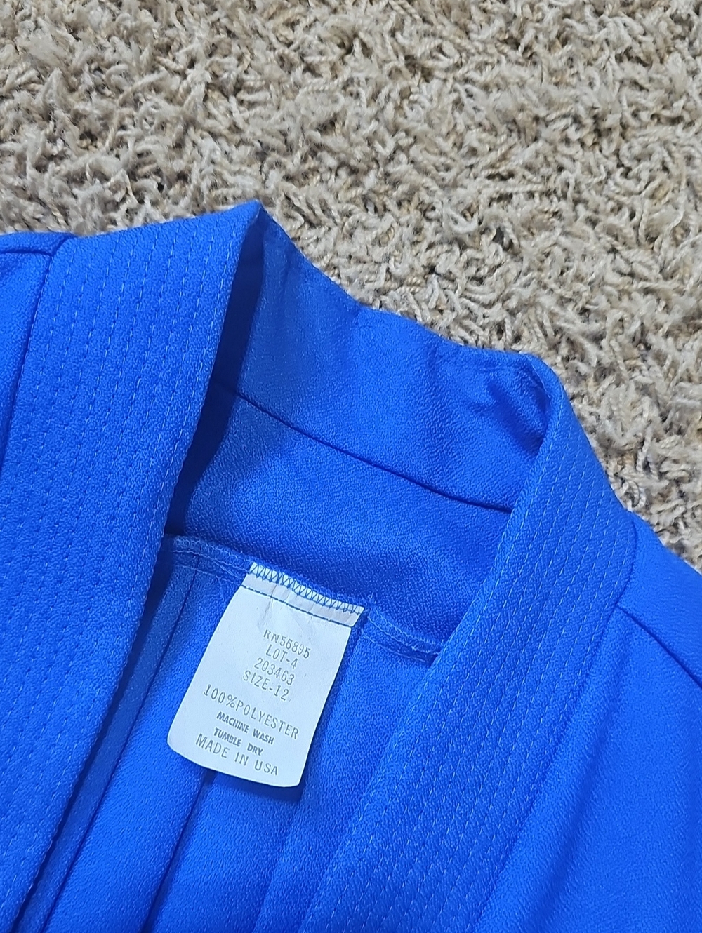 Vintage Blazer Royal Blue Pleated Back Detail 12/Large Open Jacket Suit Coat - Picture 5 of 8